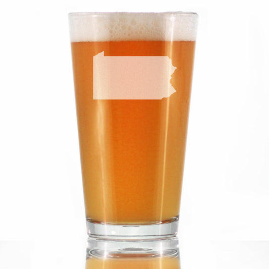 Pennsylvania State Outline Pint Glass for Beer - State Themed Drinking Decor and Gifts for Pennsylvanian Women & Men - 16 Oz Glasses