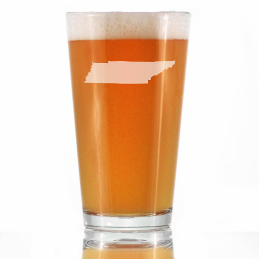 Tennessee State Outline Pint Glass for Beer - State Themed Drinking Decor and Gifts for Tennessean Women & Men - 16 Oz Glasses