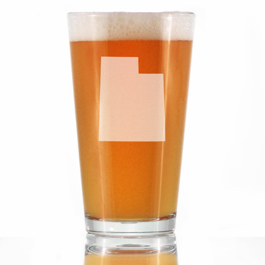 Utah State Outline Pint Glass for Beer - State Themed Drinking Decor and Gifts for Utahn Women & Men - 16 Oz Glasses