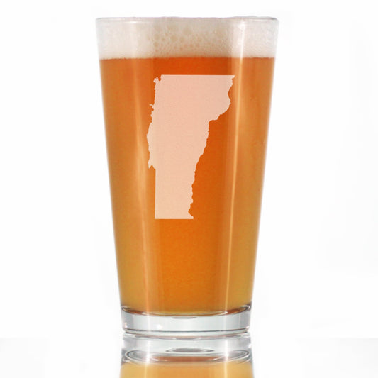 Vermont State Outline Pint Glass for Beer - State Themed Drinking Decor and Gifts for Vermonter Women & Men - 16 Oz Glasses