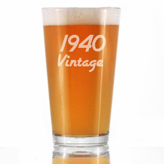 Vintage 1940 - Pint Glass for Beer - 85th Birthday Gifts for Men or Women Turning 85 - Fun Bday Party Decor - 16 oz