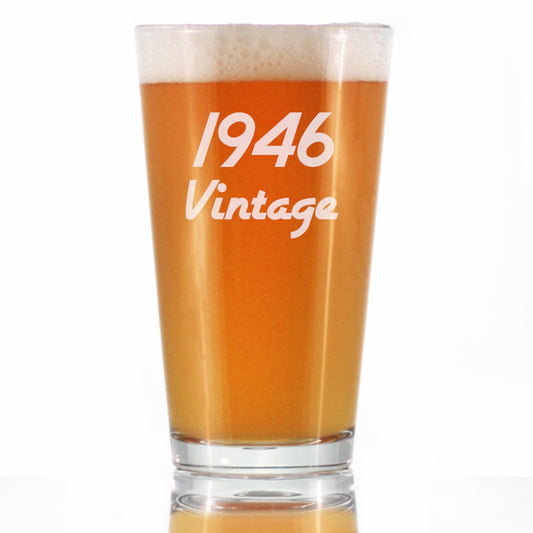 Vintage 1946 - Pint Glass for Beer - 79th Birthday Gifts for Men or Women Turning 79 - Fun Bday Party Decor - 16 oz