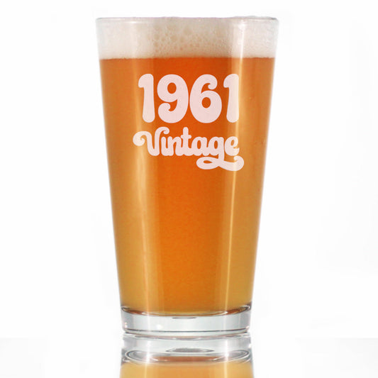 Vintage 1961 - Pint Glass for Beer - 64th Birthday Gifts for Men or Women Turning 64 - Fun Bday Party Decor - 16 oz