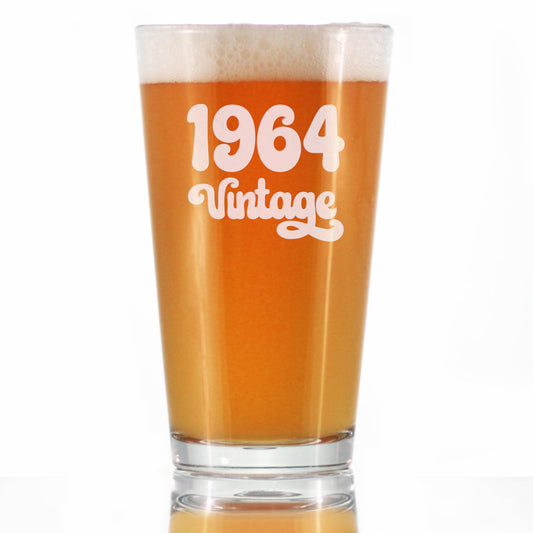 Vintage 1964 - Pint Glass for Beer - 61st Birthday Gifts for Men or Women Turning 61 - Fun Bday Party Decor - 16 oz