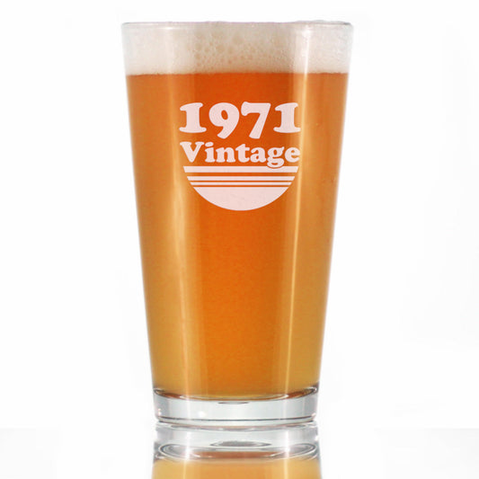 Vintage 1971 - Pint Glass for Beer - 54th Birthday Gifts for Men or Women Turning 54 - Fun Bday Party Decor - 16 oz