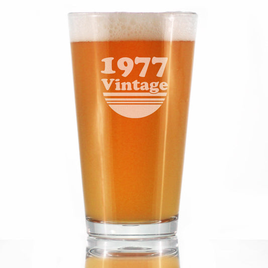 Vintage 1977 - Pint Glass for Beer - 48th Birthday Gifts for Men or Women Turning 48 - Fun Bday Party Decor - 16 oz