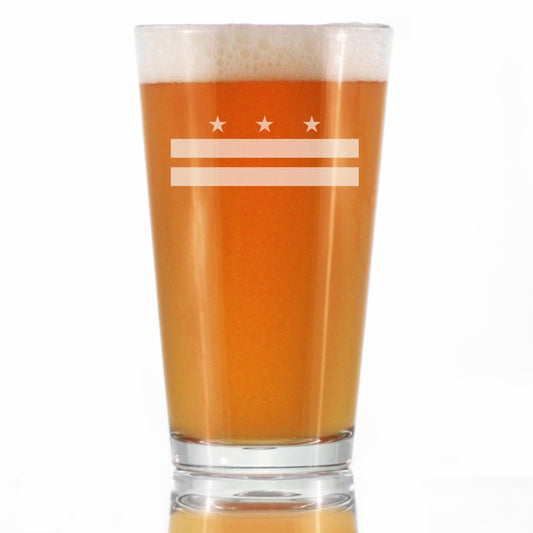 Washington DC Flag Pint Glass for Beer - State Themed Drinking Decor and Gifts for Washingtonian Women & Men - 16 Oz Glasses