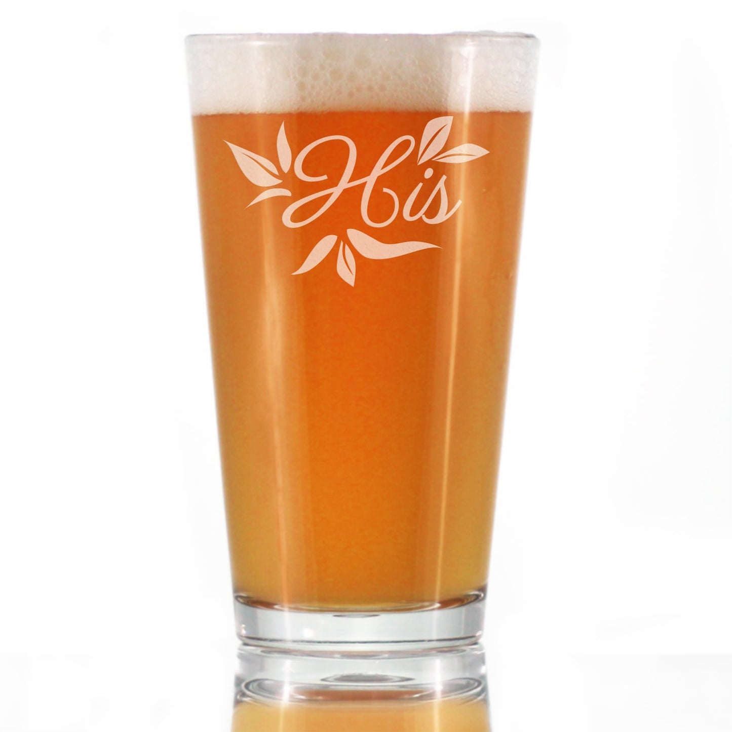 His Pint Glass - Unique Wedding Gift for Groom - Engraved Wedding Cup Gift