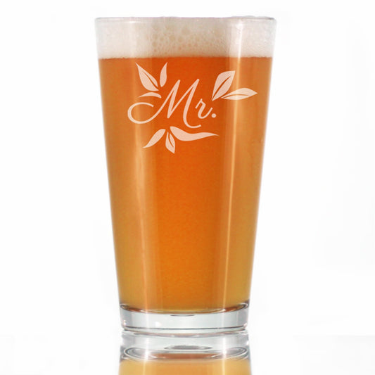 Mr. Pint Glass - Unique Wedding Gift for Groom - Engraved Wedding Cup Gift