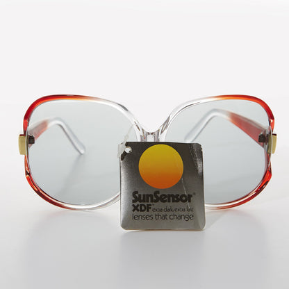 Oversized Huge Vintage Sunglass with Transition Glass Lens - Phyllis