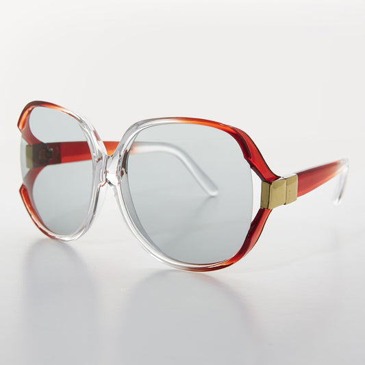 Oversized Huge Vintage Sunglass with Transition Glass Lens - Phyllis
