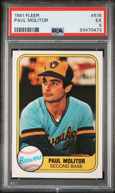 Graded 1981 Fleer Paul Molitor #515 Baseball Card PSA 5 Excellent