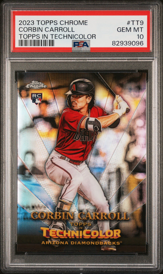 Graded 2023 Topps Chrome Corbin Carroll #TT9 Topps In Technicolor Rookie RC Baseball Card PSA 10 Gem Mint