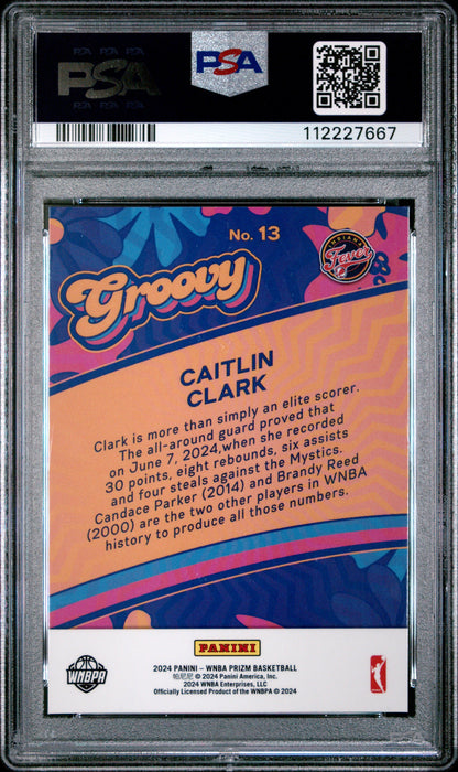 Graded 2024 Panini Prizm Caitlin Clark #13 Groovy Rookie RC Basketball Card PSA 10 Gem Mint
