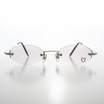 Micro Sunglass with Heart Rhinestone Accent - Primo