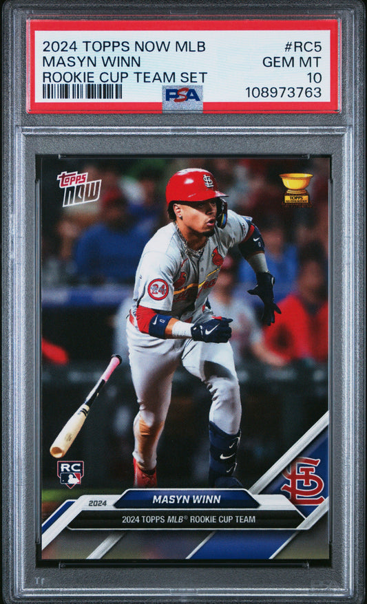 Graded 2024 Topps Now Masyn Winn #RC5 Rookie Cup Team Set Rookie RC Baseball Card PSA 10 Gem Mint