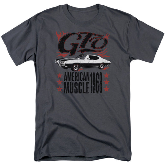 Pontiac Gto Flames Mens T Shirt Charcoal Officially Licensed