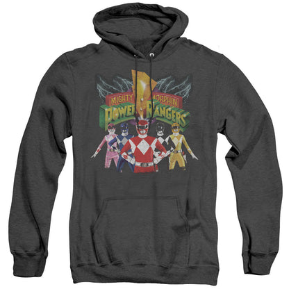 Power Rangers Rangers Unite Mens Heather Hoodie Black Officially Licensed