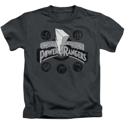 Power Rangers Power Coins Juvenile Kids Youth T Shirt Charcoal Officially Licensed