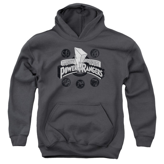 Power Rangers Power Coins Kids Youth Hoodie Charcoal Officially Licensed