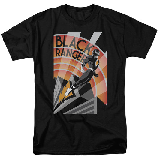 Power Rangers Black Ranger Deco Mens T Shirt Black Officially Licensed
