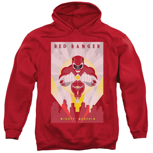 Power Rangers Red Deco Mens Hoodie Red Officially Licensed