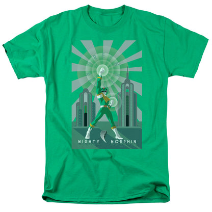 Power Rangers Green Ranger Deco Mens T Shirt Kelly Green Officially Licensed