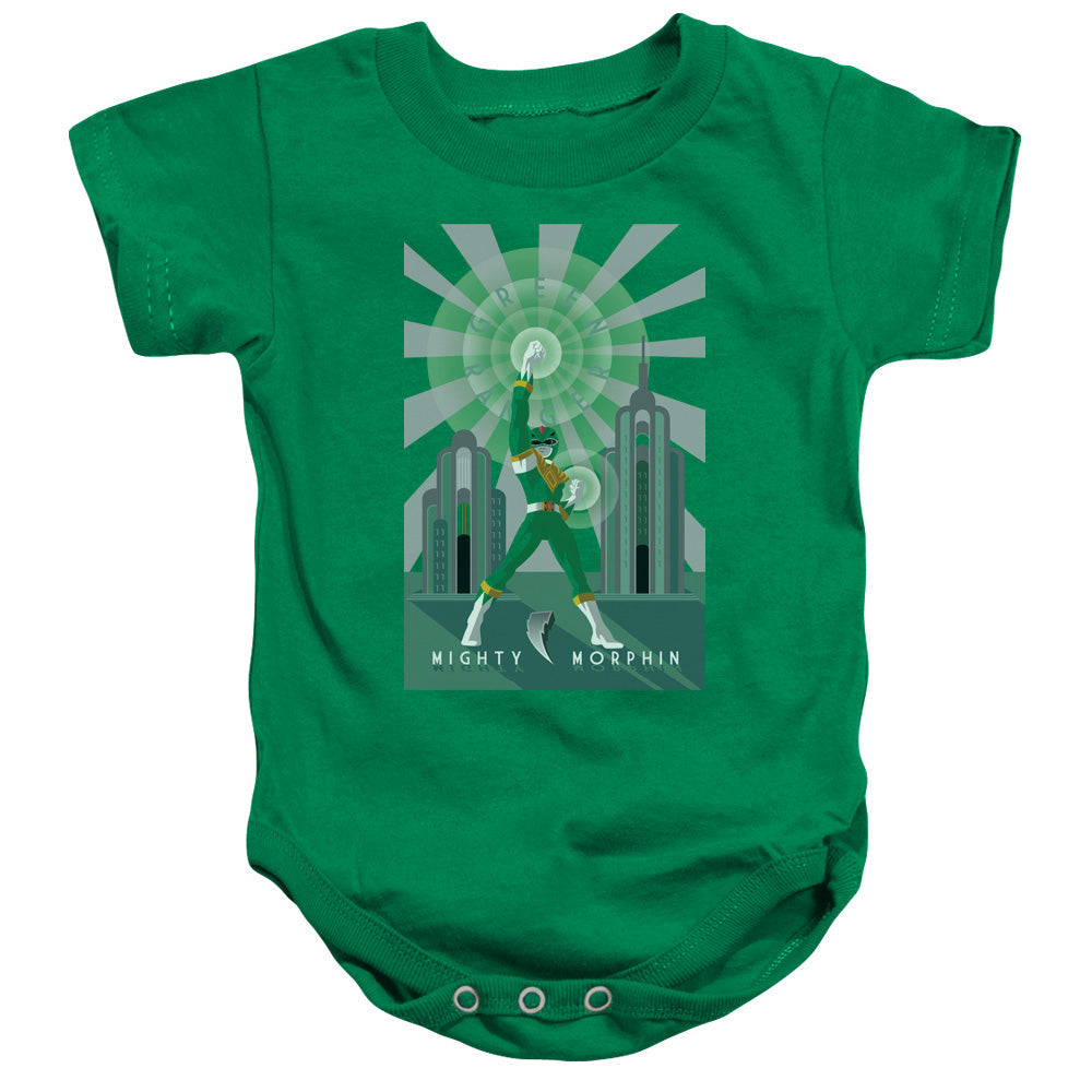 Power Rangers Green Ranger Deco Infant Baby Snapsuit Kelly Green Officially Licensed