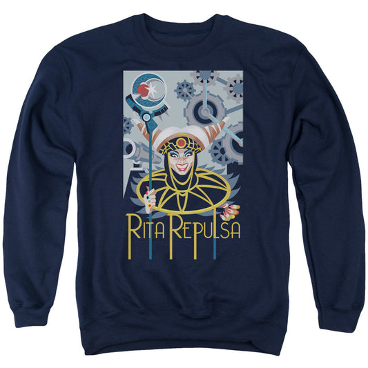 Power Rangers Rita Deco Mens Crewneck Sweatshirt Navy Blue Officially Licensed