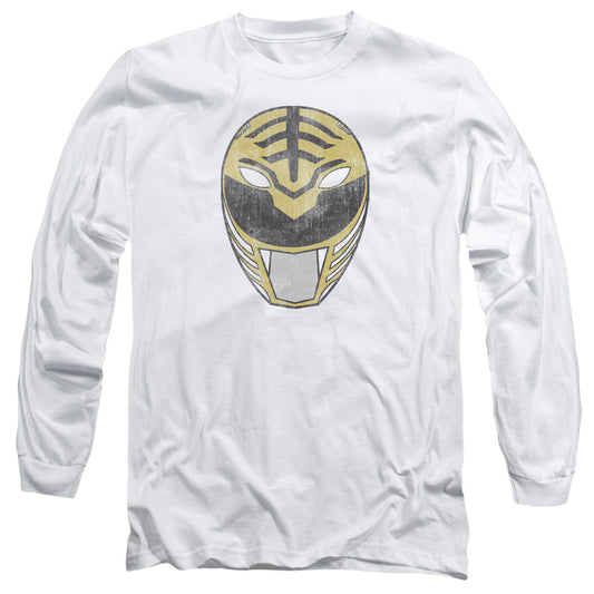 Power Rangers White Ranger Mask Mens Long Sleeve Shirt White Officially Licensed