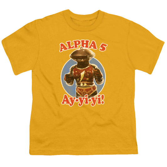 Power Rangers Alpha 5 Kids Youth T Shirt Gold Officially Licensed
