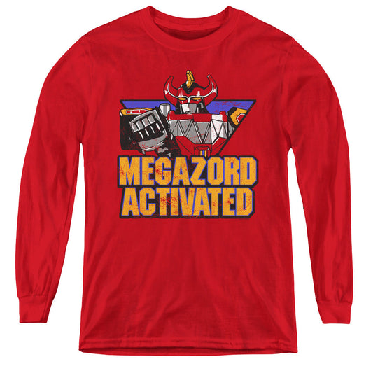Power Rangers Megazord Activated Long Sleeve Kids Youth T Shirt Red Officially Licensed