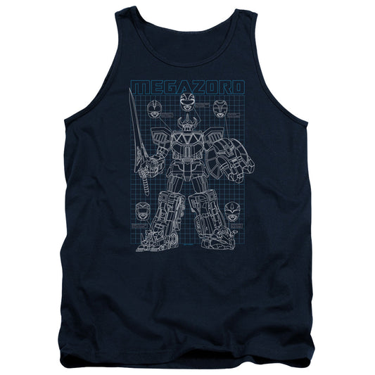 Power Rangers Mega Plans Mens Tank Top Shirt Navy Blue Officially Licensed