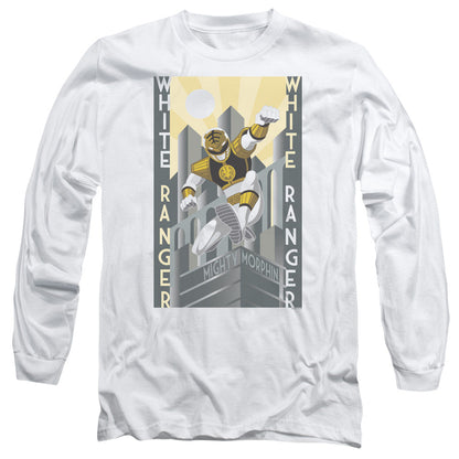 Power Rangers White Ranger Duo Mens Long Sleeve Shirt White Officially Licensed