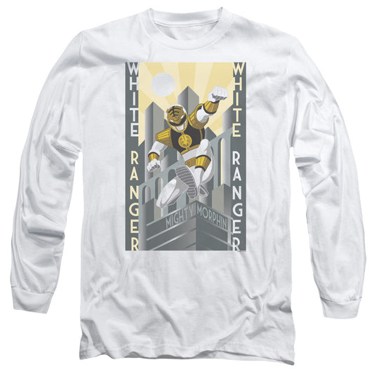 Power Rangers White Ranger Duo Mens Long Sleeve Shirt White Officially Licensed
