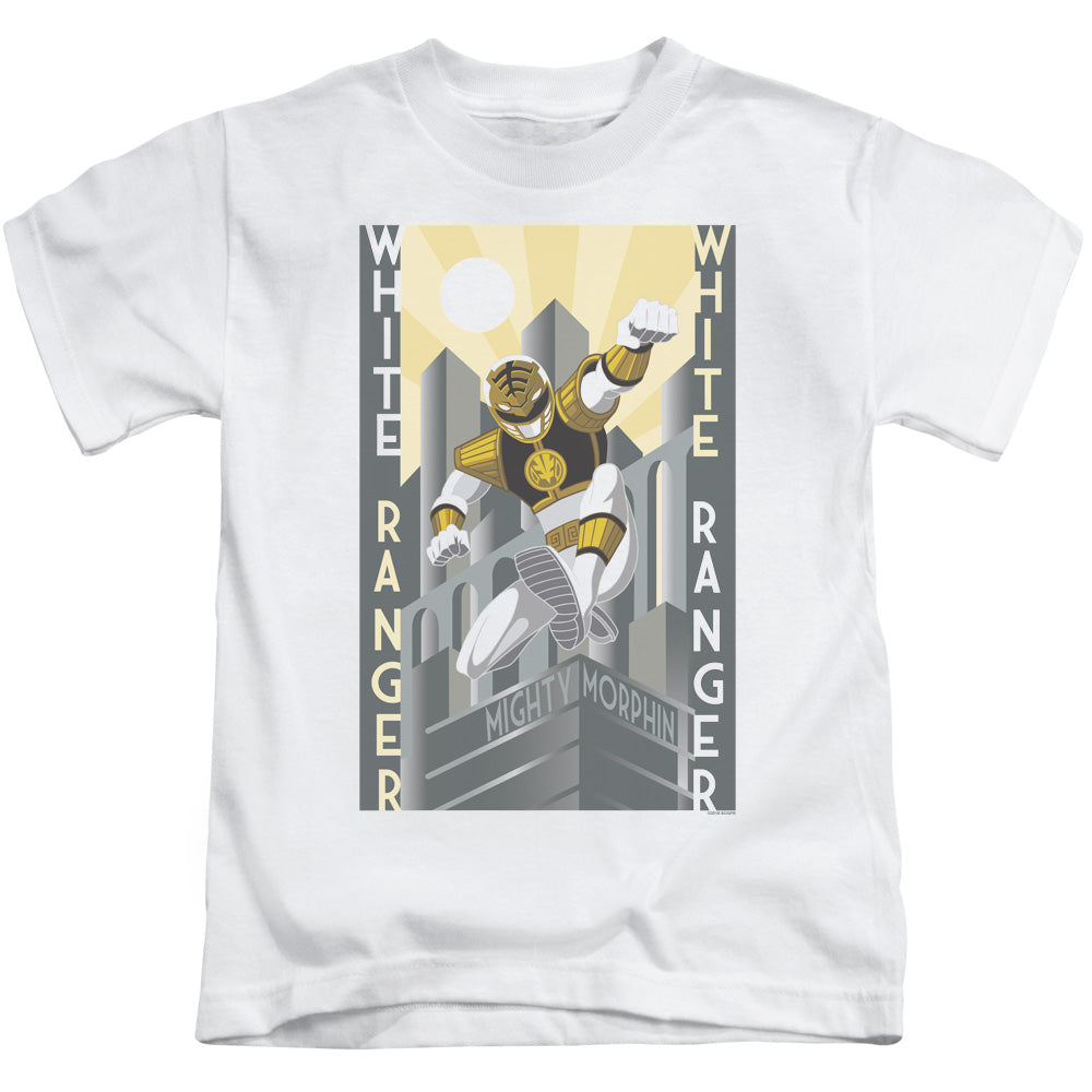 Power Rangers White Ranger Duo Juvenile Kids Youth T Shirt White Officially Licensed