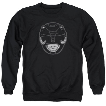 Power Rangers Black Ranger Mask Mens Crewneck Sweatshirt Black Officially Licensed