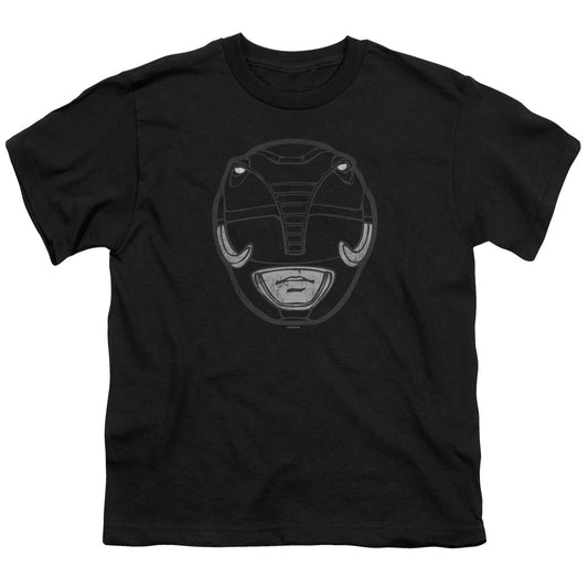 Power Rangers Black Ranger Mask Kids Youth T Shirt Black Officially Licensed