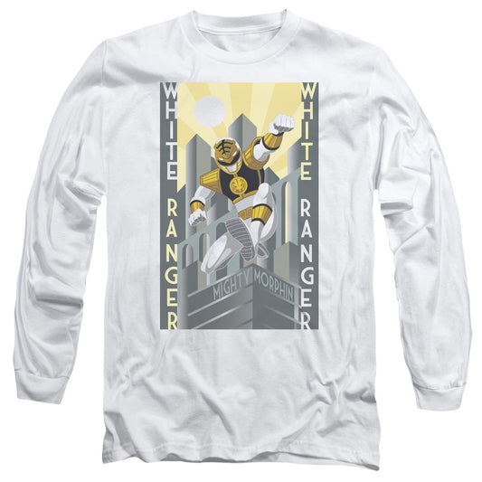 Power Rangers White Ranger Deco Mens Long Sleeve Shirt White Officially Licensed