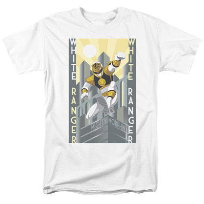 Power Rangers White Ranger Deco Mens T Shirt White Officially Licensed