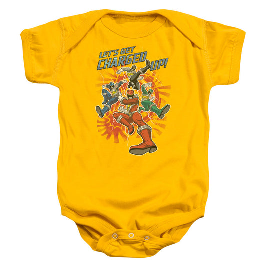 Power Rangers Charged Up Infant Baby Snapsuit Gold Officially Licensed
