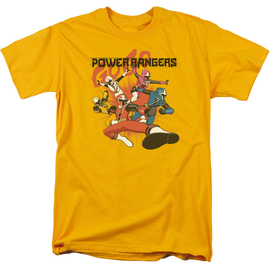 Power Rangers Attack Mens T Shirt Gold Officially Licensed