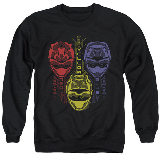 Power Rangers Red Yellow Blue Mens Crewneck Sweatshirt Black Officially Licensed