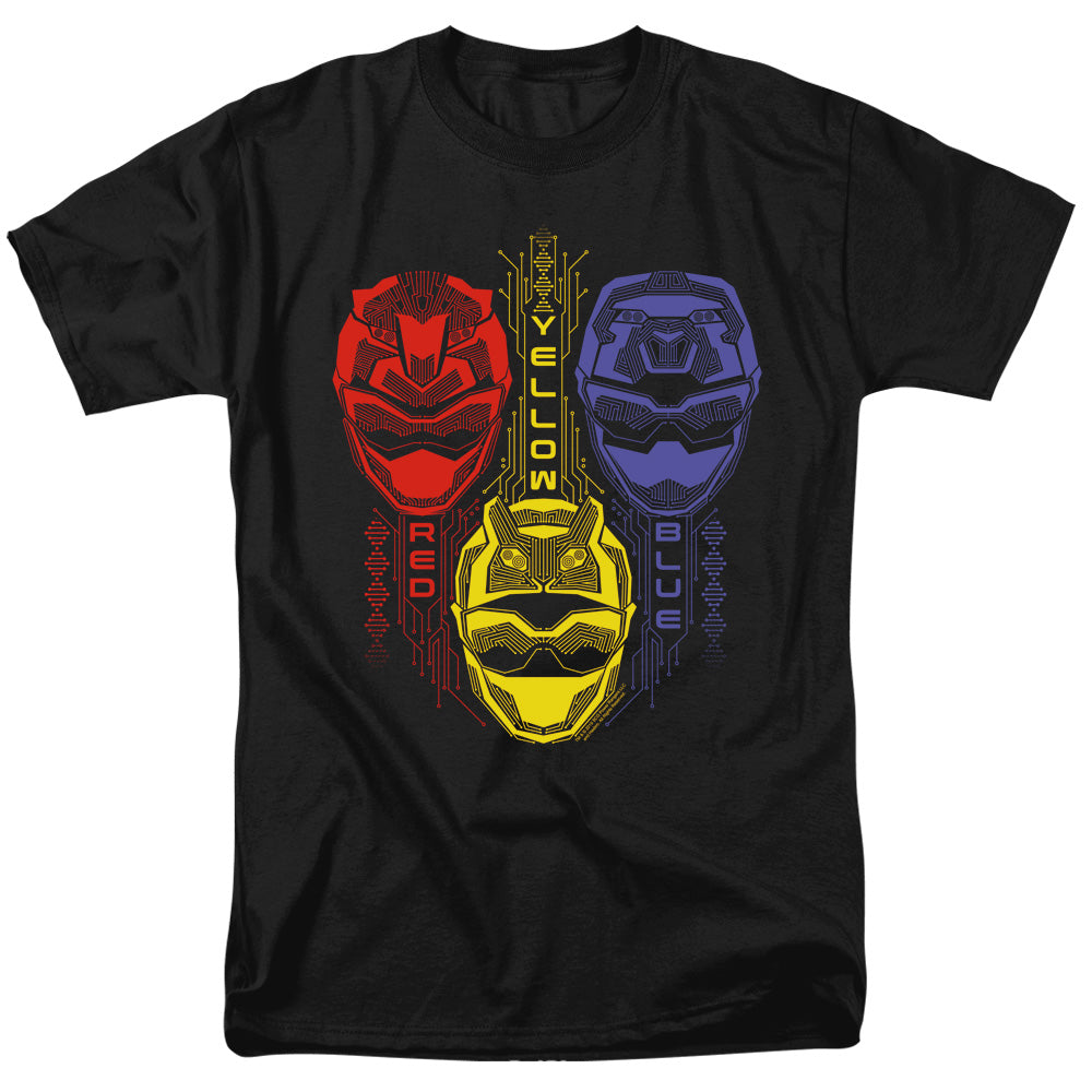 Power Rangers Red Yellow Blue Mens T Shirt Black Officially Licensed