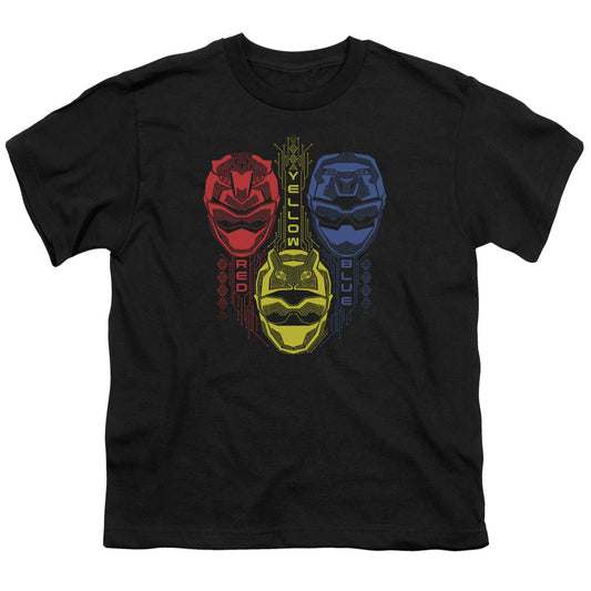 Power Rangers Red Yellow Blue Kids Youth T Shirt Black Officially Licensed