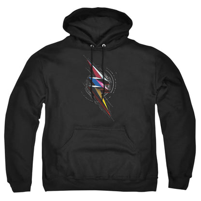 Power Rangers Bolt Sigil Mens Hoodie Black Officially Licensed