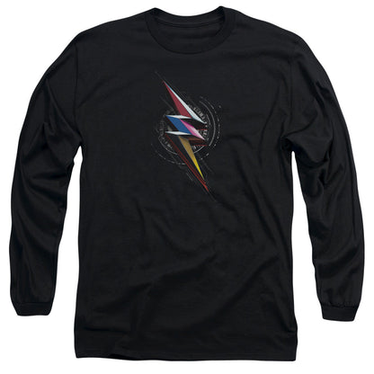 Power Rangers Bolt Sigil Mens Long Sleeve Shirt Black Officially Licensed