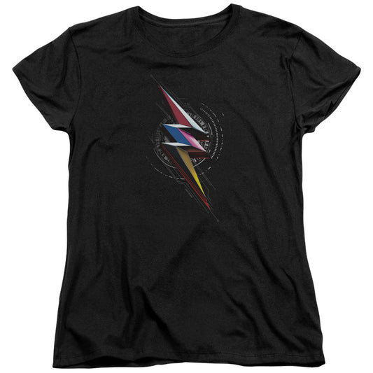 Power Rangers Bolt Sigil Womens T Shirt Black Officially Licensed