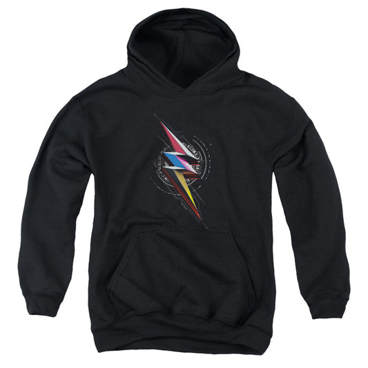 Power Rangers Bolt Sigil Kids Youth Hoodie Black Officially Licensed