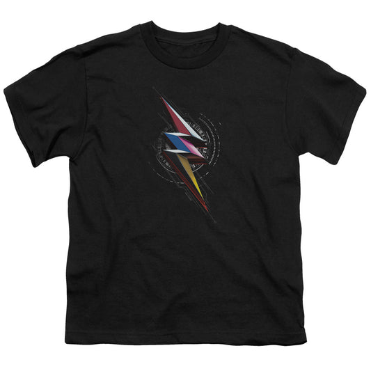 Power Rangers Bolt Sigil Kids Youth T Shirt Black Officially Licensed